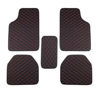 KEYLEON 5 Pièces Tapis de Sol Voiture pour Land Rover Range Rover Velar 2023 2024 2025, Cuir Tapis de Voiture Toutes Saisons Protéger Voiture Tapis Car Mats,Black-Red