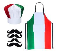 Keymall Costume de chef italien - Toque et tablier pour femme - Drapeau italien - Tablier de cuisine en tissu pour la cuisine à la maison - Par défaut