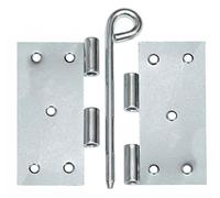 KeyMet Lot de 10 charnières de porte carrées 100 x 100 x 2,0 mm avec goupille réglable, Argent galvanisé, Acier, Argenté