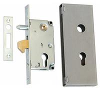 KeyMet Serrure à crochet 72/40 pour porte coulissante avec mandrin de guidage, argent, galvanisé