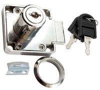 KeyMet Serrure de meuble à fermeture identique, Cylindre, Nickelé, Silver, 2 clés, 22 mm, 8 mm de sortie, sans vis
