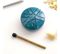 KeyoGoS Buddha Stones - Mini tambour à langue en acier - 7,6 cm - Kit de tambour de guérison sonore à 6 notes baguette, percussion à main méditation, divertissement, éducation musicale (vert)
