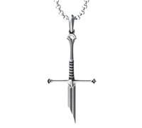 KeyoGoS Pendentif Épée Brisée Plaqué Argent, Colliers D'Épée De Chevalier, Collier D'Épée Brisée D'Épée De Samouraï Gothique, Collier Pendentif Épée Brisée pour Hommes Femmes (Silver)