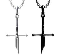 KeyoGoS Pendentif Épée Brisée Plaqué Argent, Colliers D'Épée De Chevalier, Collier D'Épée Brisée D'Épée De Samouraï Gothique, Collier Pendentif Épée Brisée pour Hommes Femmes (Black+Silver)