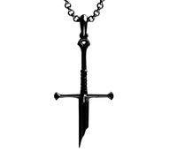 KeyoGoS Pendentif Épée Cassée Plaqué Argent Gothique Samouraï Collier Homme Femme, Argent, Pas de gemme