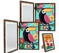 Keyohome 2Pcs Cadre Dessin Enfant à Changer, Photo D'art pour Enfants, Ouverture Frontale A4 Stockage D'affichage D'œuvres D'art, Capacité 100 Œuvres (2Pcs, Brun)