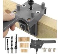 Keyohome 41Pcs Gabarit de Percage Tourillon Guide de Perçage Chevilles Bois Butée Parallèle Kit de Gabarit de Goujonnage Centreur Tourillon 6 mm/8 mm /10mm Goujon en Bois à Main(41Pcs,Gris)