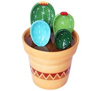 Keyohome Lot de 5 cuillères doseuses en céramique pour cactus - Avec gobelets doseurs et cuillères - Pour la cuisine - Pour mesurer les liquides, les aliments, le sel et le sucre (A)