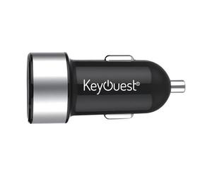 KeyOuest - Adaptateur d'alimentation pour voiture - 3.4 A - 2 connecteurs de sortie (USB) - noir