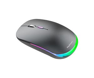 KeyOuest - Souris sans Fil Hybride - Souris Optique pour Droitiers et Gauchers, 3 Boutons, 1200 Dpi - Compatible PC et Mac, 2 Nano-Récepteurs USB et USB-C - Noirenoir