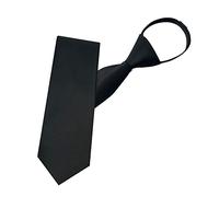 Keyoung Cravate noire pour homme, cravates pré-nouées réglables avec fermeture éclair, cravate noire élégante, pour le bureau ou les événements de vacances, Noir , 8*48CM