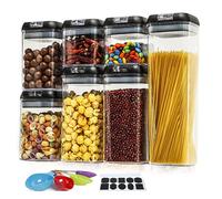 Keyoung Lot de 7 boîtes de conservation, 4 tailles, avec couvercle hermétique, boîte de rangement de cuisine, réservoir de stockage de céréales, réservoir transparent scellé pour farine, sucre,
