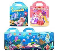 Keyoung Sticker Books for Kids 2-4, Reusable Sticker Book Mermaid and Princess Theme Dress Up Activity Books Stickers for Girls Preschool Education Learning Toys 2 3 4-Year-Old Birthday Gift