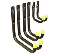 Keypak 6 Crochets de Rangement pour Garage - Support Mural Robuste pour Échelle, Chaises Pliées, Vélos, Outils Électriques, Tuyaux d'Arrosage - Noir (Incluant 3 Tailles Différentes)