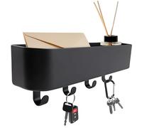 keypak Étagère murale avec crochets à clés - Noir Moderne 4 crochets pour entrée et porte-lettres pour couloirs, cuisines et porches - Étagère décorative pour clés
