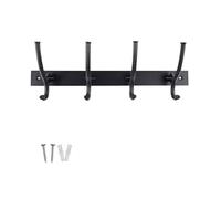keypak Porte-manteau mural noir - 4 crochets industriels modernes - Crochet décoratif en métal pour salle de bain, chambre, couloir et rangement de porte