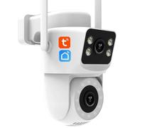 KEYQEEN 4MP+4MP Tuya Caméra IP Wi-FI PTZ à Double Objectif, caméra de sécurité avec Vision Nocturne, Suivi Automatique et Audio bidirectionnel pour la vidéosurveillance,Camera