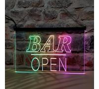 KEYQEEN Bar Open Enseigne Au Néon, Lumières LED À Intensité Variable RGB APP pour La Décoration Murale De Bar À Bière, Cocktails Et Vin, Panneau Lumineux USB,40x30cm