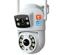 KEYQEEN Caméra IP WiFi Tuya PTZ à Double Objectif 6MP, caméra de sécurité extérieure à Vision Nocturne, Suivi Automatique, Surveillance Audio bidirectionnelle,Camera