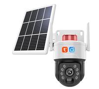 KEYQEEN Caméra Solaire IP WiFi Tuya, Zoom 40x extérieur 8MP Vision Nocturne PTZ caméra de sécurité à Domicile Surveillance de détection de Mouvement PIR,8mp+128g
