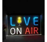 KEYQEEN Enseigne au néon à Gradation LED, Haut-Parleur USB Live on Air personnalisé pour Les lumières de Nuit de décoration Murale de Studio d'enregistrement,40x30cm