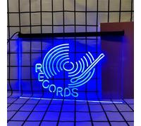 KEYQEEN Enseigne au néon à l'antenne pour décoration Murale, lumières néon LED RGB à intensité Variable avec télécommande pour Salle d'enregistrement de Studio de Musique,Records,30x20cm