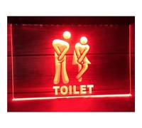 KEYQEEN Enseigne au néon LED d'entrée de Toilettes Unisexe, néons alimentés par USB pour décoration Murale de Toilettes publiques, Panneau Lumineux,Rouge,40x30cm