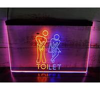 KEYQEEN Enseigne au néon LED, personnalisé drôle Unisexe Toilettes néons USB pour Homme Femme Toilette décoration Murale Signe Lumineux,Blue Orange,30x20cm