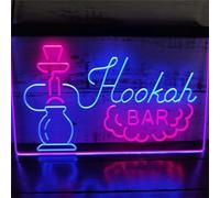 KEYQEEN Enseigne au néon LED pour Bar à narguilé, néons Bicolores alimentés par USB pour décoration Murale de Club de Chicha, Panneau Lumineux de décoration Artistique,Blue Red,40x30cm