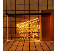 KEYQEEN Enseigne au néon Movie Night pour décoration Murale, lumières au néon LED à intensité Variable alimentées par USB pour Le cinéma d'avant-première de Film,Orange,40x30cm