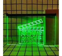 KEYQEEN Enseigne au néon Movie Night pour décoration Murale, lumières au néon LED à intensité Variable alimentées par USB pour Le cinéma d'avant-première de Film,Vert,40x30cm
