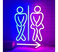 KEYQEEN Flèche de Toilette Point à Droite LED enseigne au néon, Toilettes personnalisées WC néons USB, éclairage Mural enseigne luminescente,45x32cm