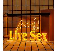 KEYQEEN Live Sex Enseigne au néon pour décoration Murale, lumières LED à intensité Variable alimentées par USB pour Bar, soirée dansante, Bal de Promo,Orange,60x40cm