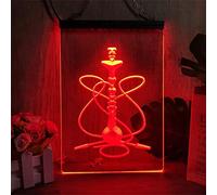 KEYQEEN Narguilé LED enseigne au néon, personnalisé alimenté par USB 3D Sculpture néons pour Chicha Boutique décoration Murale veilleuses,Rouge,40x30cm