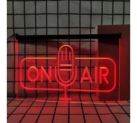 KEYQEEN on Air Enseigne au néon Haut-Parleur pour décoration Murale, lumières au néon LED à intensité Variable alimentées par USB pour Salle de Diffusion de Studio Radio,Rouge,30x20cm