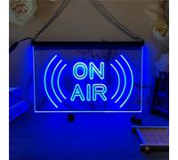 KEYQEEN on Air Enseigne au néon LED, néons sculptés en 3D pour Studio d'enregistrement vidéo, décoration Murale ondulée, Panneaux Lumineux alimentés par USB,Bleu,40x30cm
