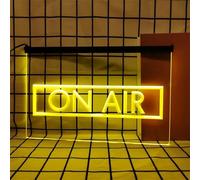 KEYQEEN on Air Enseigne au néon pour décoration Murale, lumières LED à intensité Variable alimentées par USB pour Station de Radio, Studio de Musique, Salle de Jeux,Jaune,40x30cm