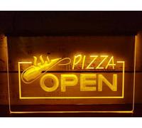 KEYQEEN Open Enseigne au néon de Magasin de Pizza en tranches, néons LED 3D de Restaurant pour la décoration Murale, Panneau Lumineux alimenté par USB,Orange,30x20cm