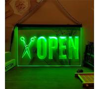 KEYQEEN Open Enseigne au néon pour Salon de Coiffure, Ciseaux de Coiffeur RGB 24 Touches télécommande Gradation néons LED pour décoration Murale Panneau Lumineux USB,30x20cm