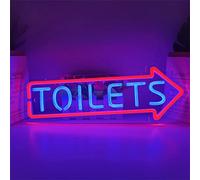 KEYQEEN Panneau néon LED en Forme de flèche pour Toilettes, Panneau de Direction pour Toilettes, lumières décoratives, veilleuses alimentées par USB,Right,40x15cm