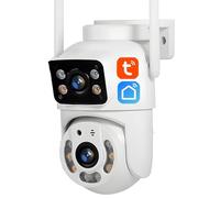 KEYQEEN Tuya 5MP+5MP Caméra IP PTZ WiFi à Double Objectif, caméra de sécurité extérieure étanche IP66 avec Vision Nocturne, Suivi Automatique et Audio bidirectionnel,Camera