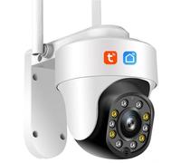 KEYQEEN Tuya Smart Life Caméra IP WiFi, caméra de sécurité extérieure PTZ à Vision Nocturne 5MP, détection Humaine, Surveillance vidéo à Suivi Automatique,Camer 64g