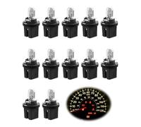 KeyQueen 12PCS DC 12V 2W T5 B8.5D LED Ampoule Tableau de Bord Voiture Jaune Clair, Générique Ampoule LED Voiture Compteur à Branchement Direct Lampe d'affichage Commande Centrale pour Voiture Interne