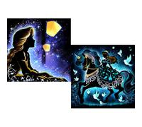 KEYRANKE Lot de 2 kits d'art diamant pour adultes, kits de peinture au point de croix, broderie diamant brillant, images d'art pour cadeau de Noël 30,5 x 40,6 cm