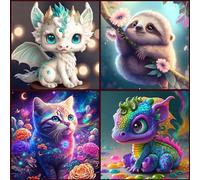 KEYRANKE Lot de 4 kits de peinture diamant pour adulte, kit d'artisanat en cristal pour garçon et fille, image complète pour cadeau de Noël (30,5 x 40,6 cm)