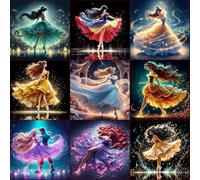 KEYRANKE Pack de 9 Kits de Peinture Diamant Disney pour Adultes et Enfants, Kits de Peinture Diamant Princesse avec Broderie de Diamants Brillants, Motifs de Cristal pour Cadeau de Noël - 29.5x29.5 cm