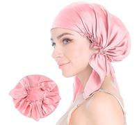 KEYRI 1 PCS Bonnet Satin Cheveux Nuit pour Dormir Durable Mode Bonnet Satin Femme pour Cheveux Bouclés, Longs et Épais Design Confortable Ultra Léger Hair Bonnets pour Femmes et Filles (Rose)