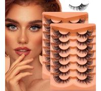 KEYRI 14 paires Cils Vaporeux Aspect Faux Cils Évasés Doux et Moelleux Volume Russe Oeil de Chat Reutilisable Fake Lashes Moelleux Curly Cat-Eye Artificiels Look Naturel (Noir)