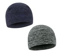 KEYRI 2 Pièces Bonnets Homme et Femme, Hiver Chaud Classics Bonnets Douillets sans Rebord Respirant, Bonnet De Nuit Doux, Bonnet Course Running Cyclisme pour Le Sport (Gris, Bleu Marine)
