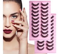 KEYRI 20 Paires Faux Cils Volume Russe D Curl Extension Cils pour un Maquillage Quotidien ou Exagéré Réutilisable Demi Faux Cils Léger Cat Eye Lashes pour Filles Femmes (20 Paires, Noir)